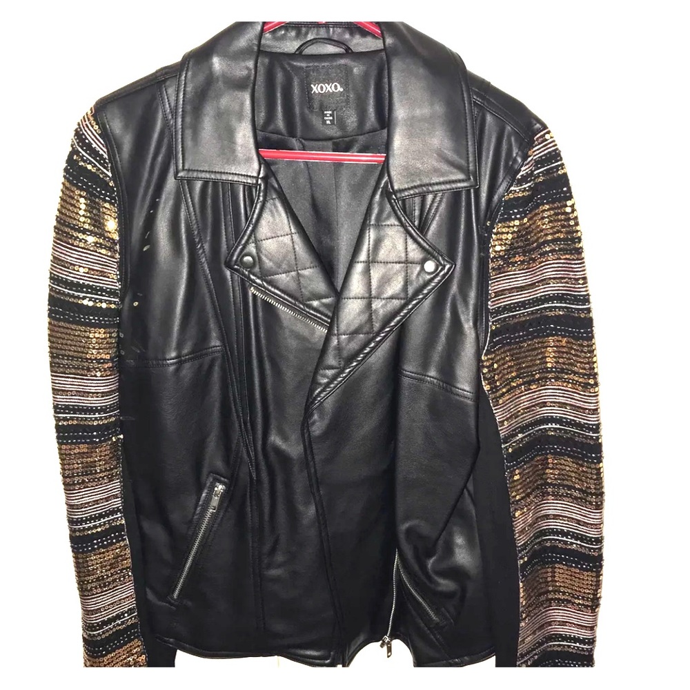 Sequin Leather Motorcycle Jacket